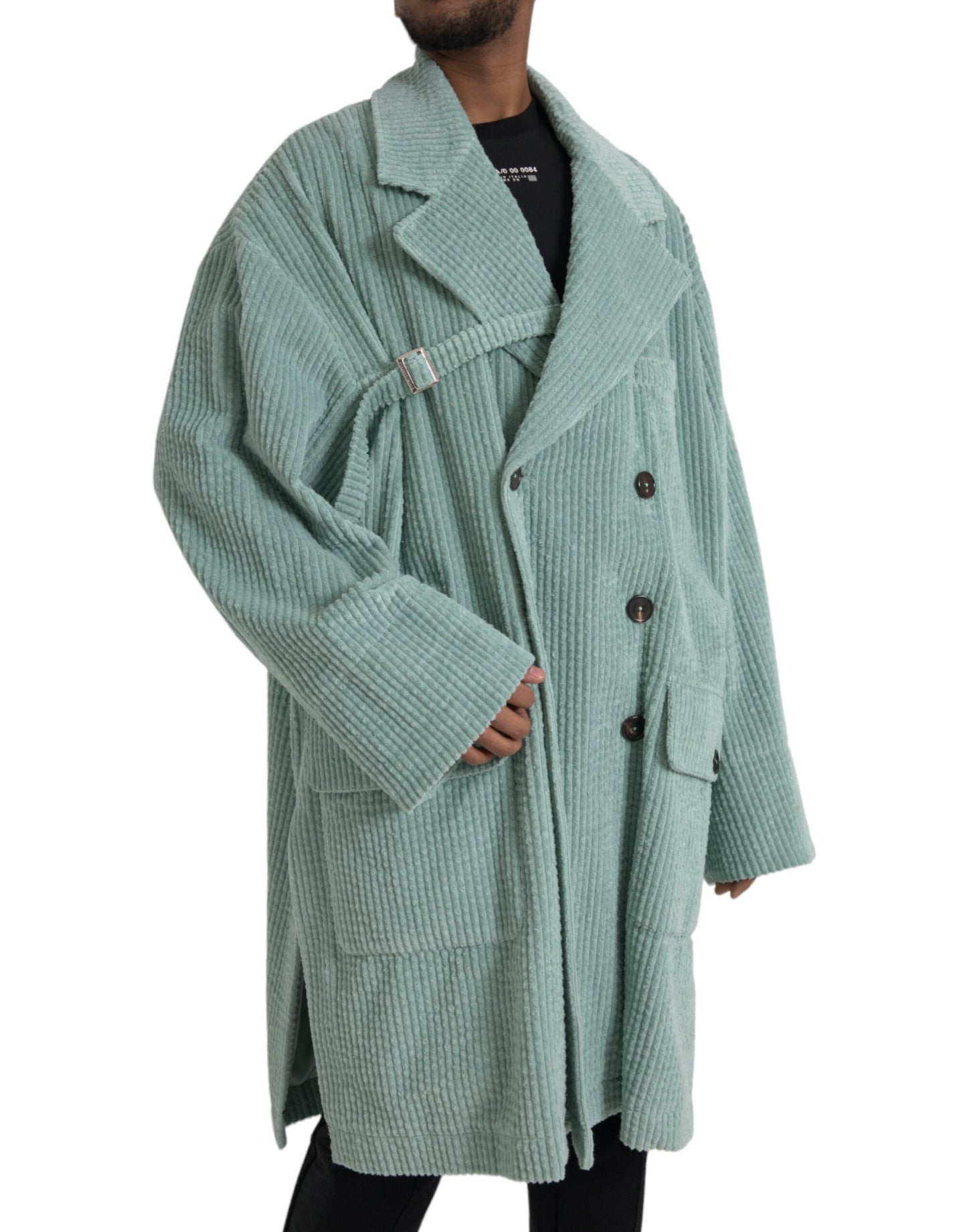 Dolce & Gabbana Blue Double Breasted Corduroy Cotton Jacket Dolce & Gabbana