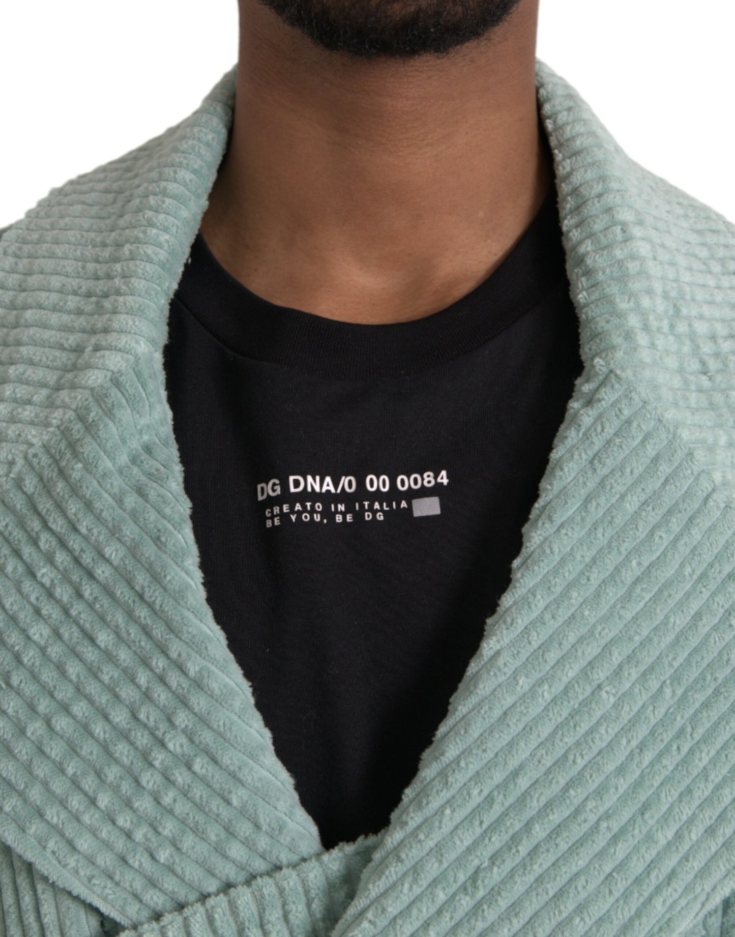 Dolce & Gabbana Blue Double Breasted Corduroy Cotton Jacket Dolce & Gabbana