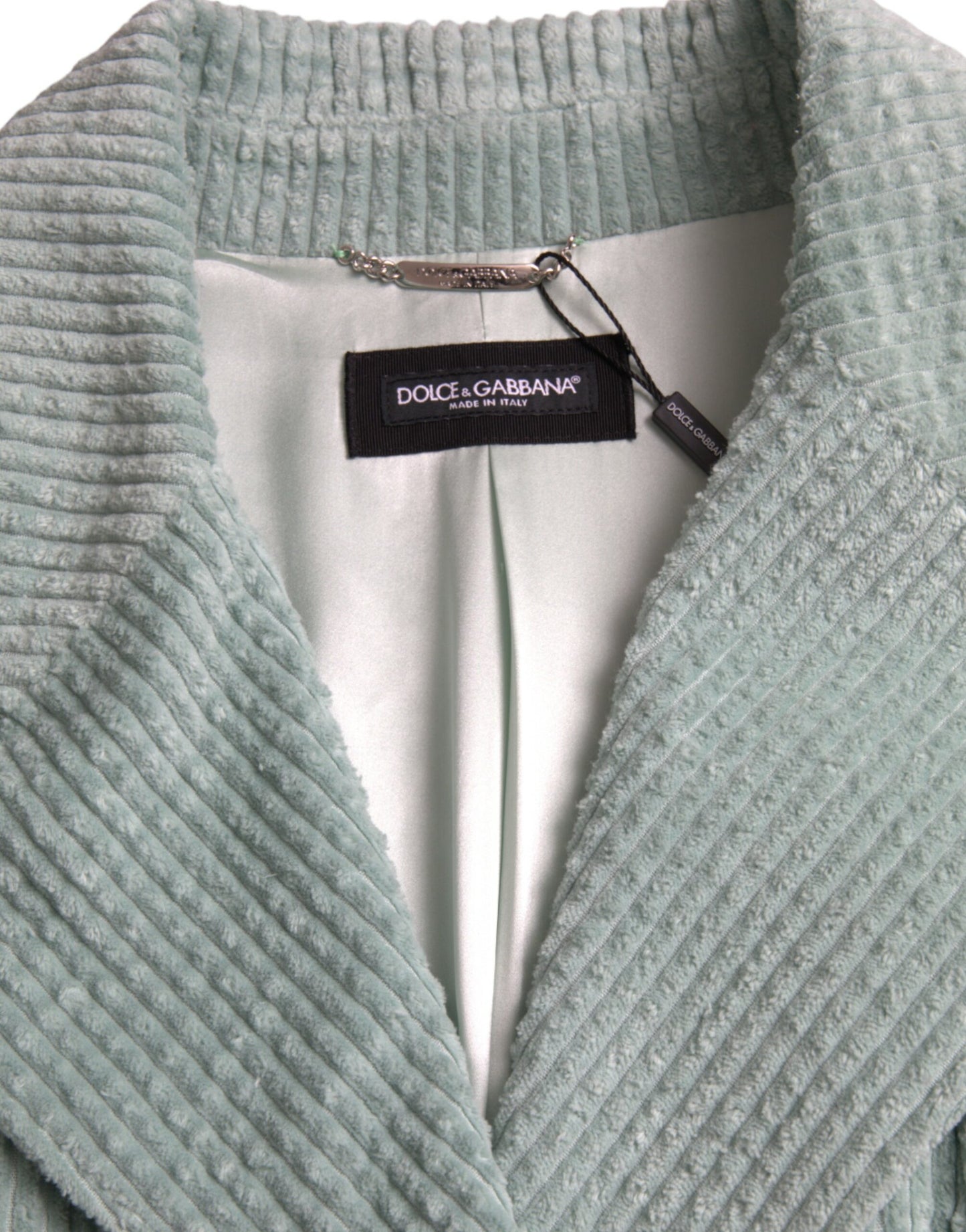 Dolce & Gabbana Blue Double Breasted Corduroy Cotton Jacket Dolce & Gabbana