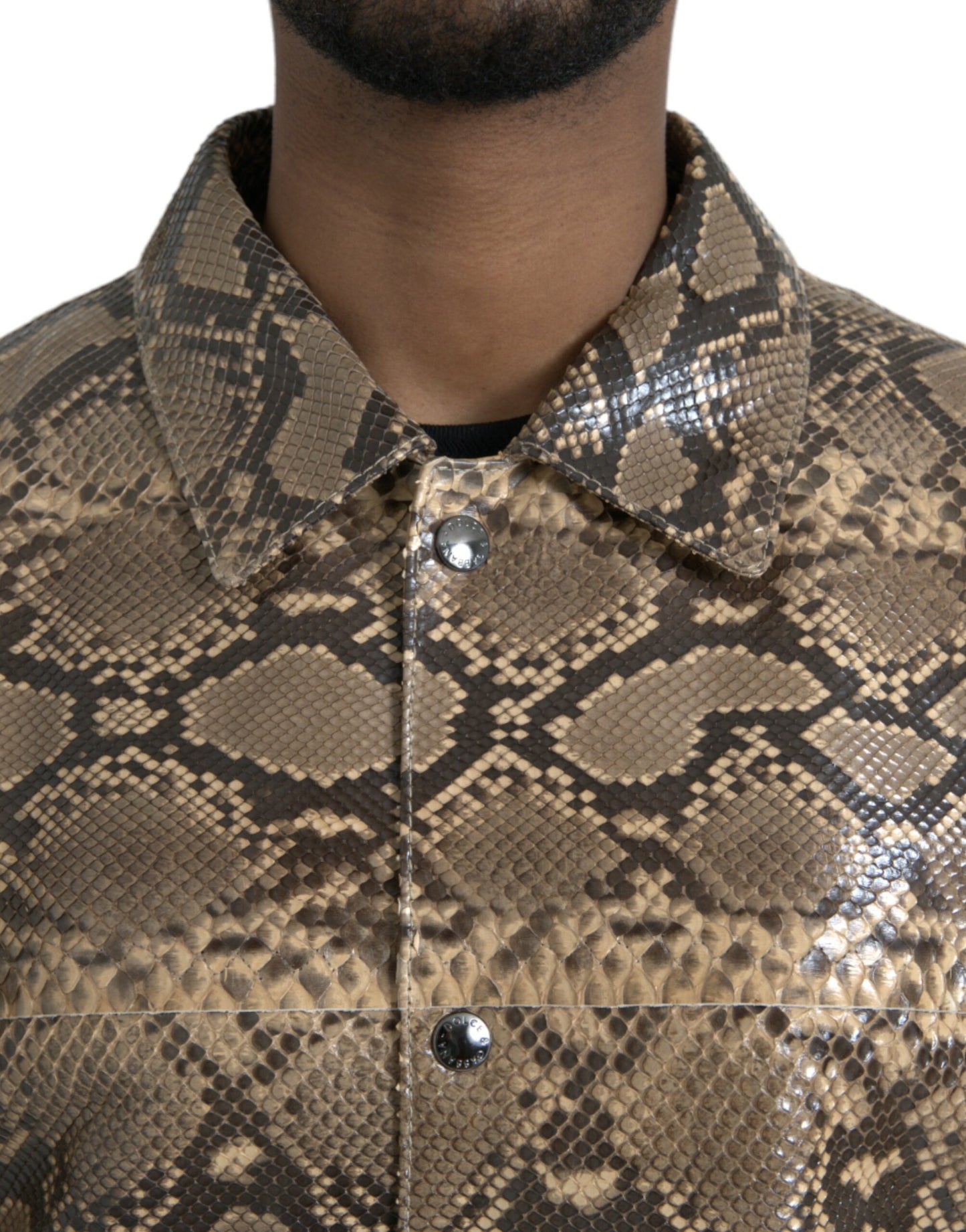 Dolce & Gabbana Beige Exotic Leather Biker Blouson Jacket Dolce & Gabbana