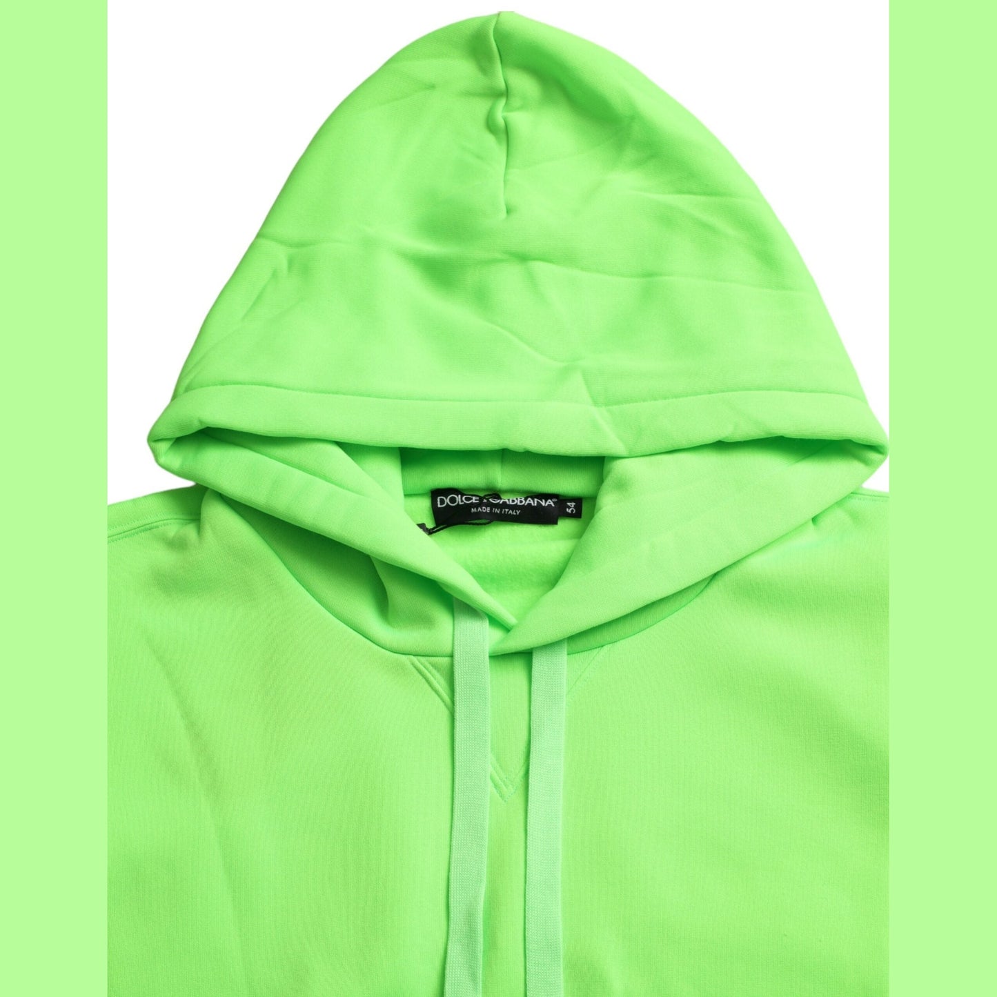 Dolce & Gabbana Neon Green Hooded Top Pullover Sweater Dolce & Gabbana