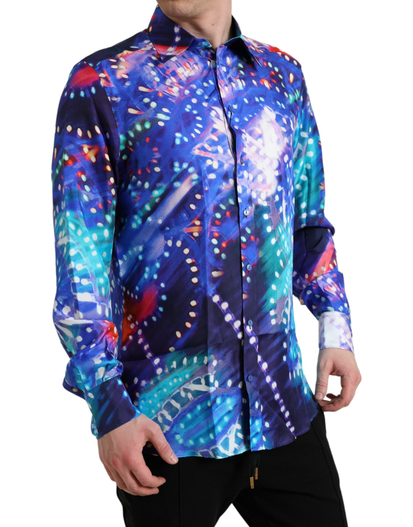Dolce & Gabbana Purple Luminarie Silk Slim MARTINI Shirt Dolce & Gabbana