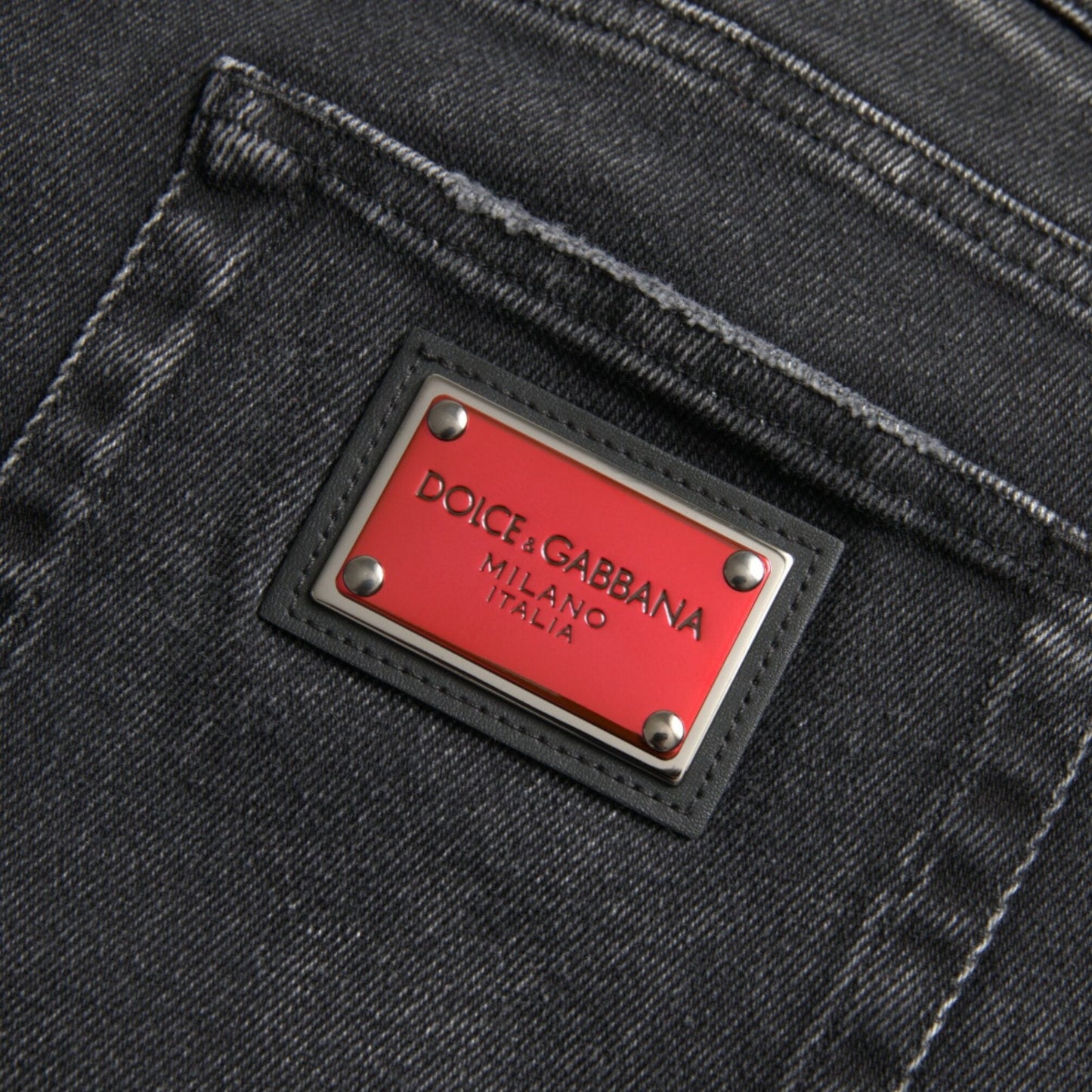 Dolce & Gabbana Gray Cotton Stretch Skinny Denim Logo Jeans