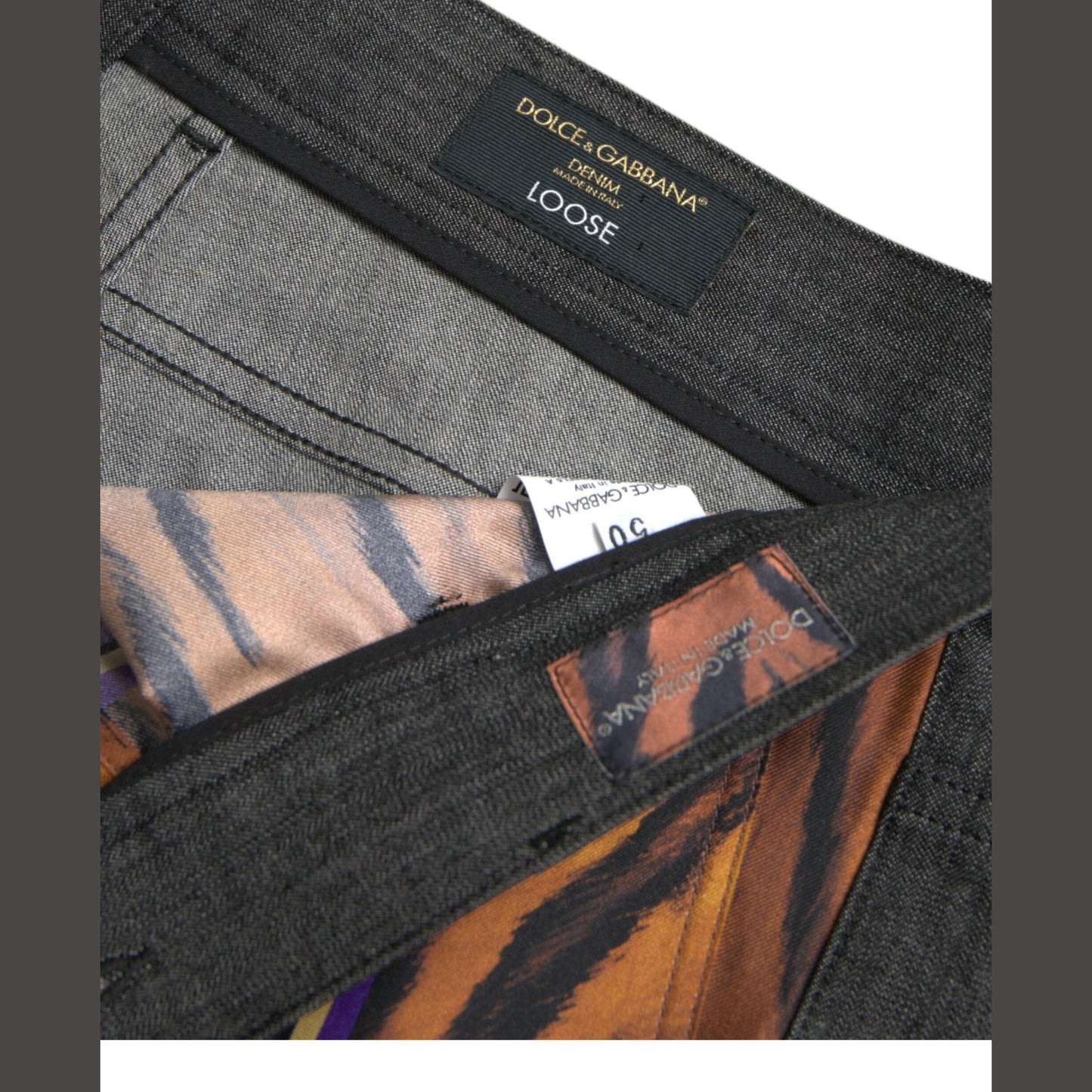 Dolce & Gabbana Multicolor Tiger Leopard Cotton Loose Tapered Pants