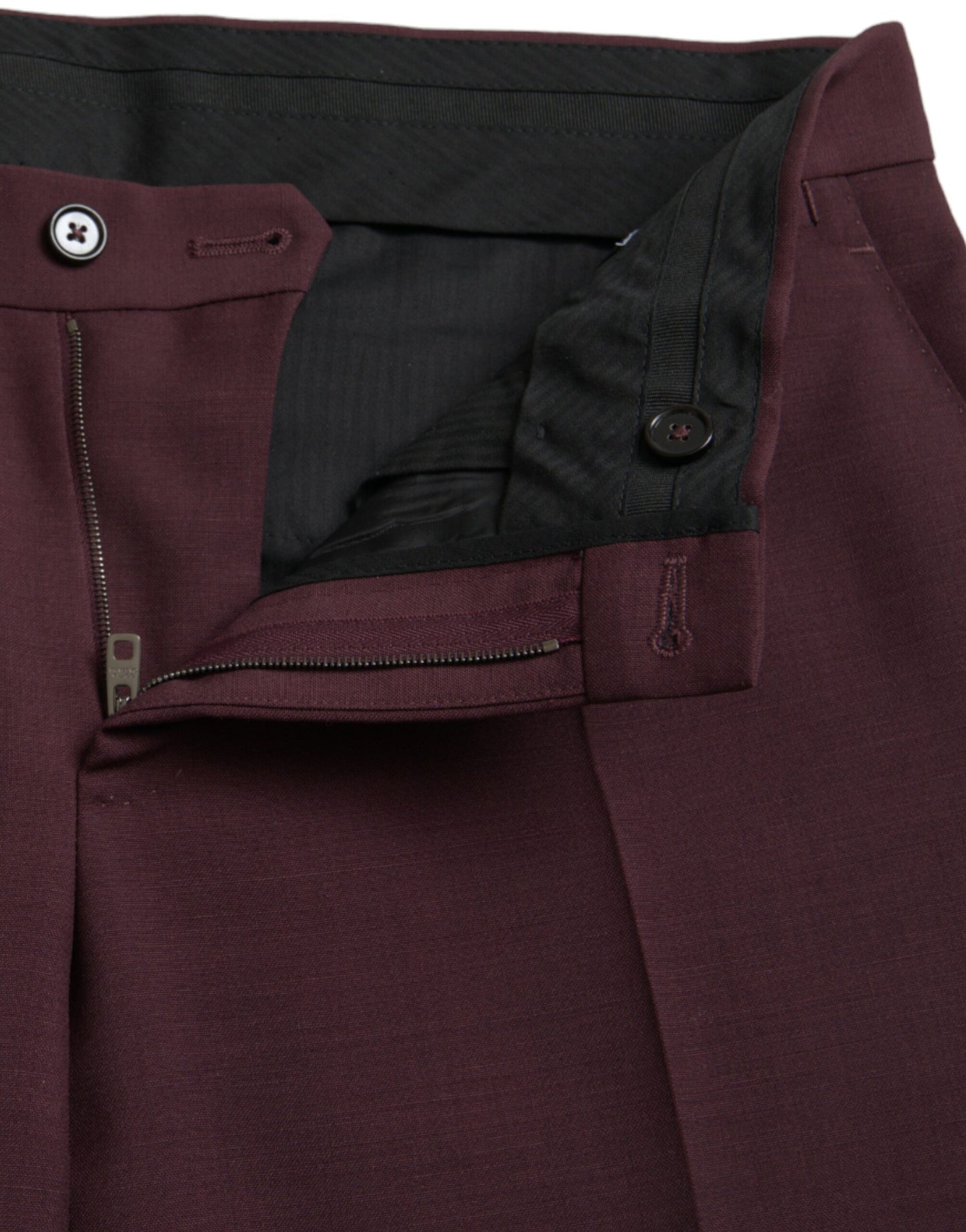 Dolce & Gabbana Maroon Wool Men Slim Fit Dress Pants Dolce & Gabbana