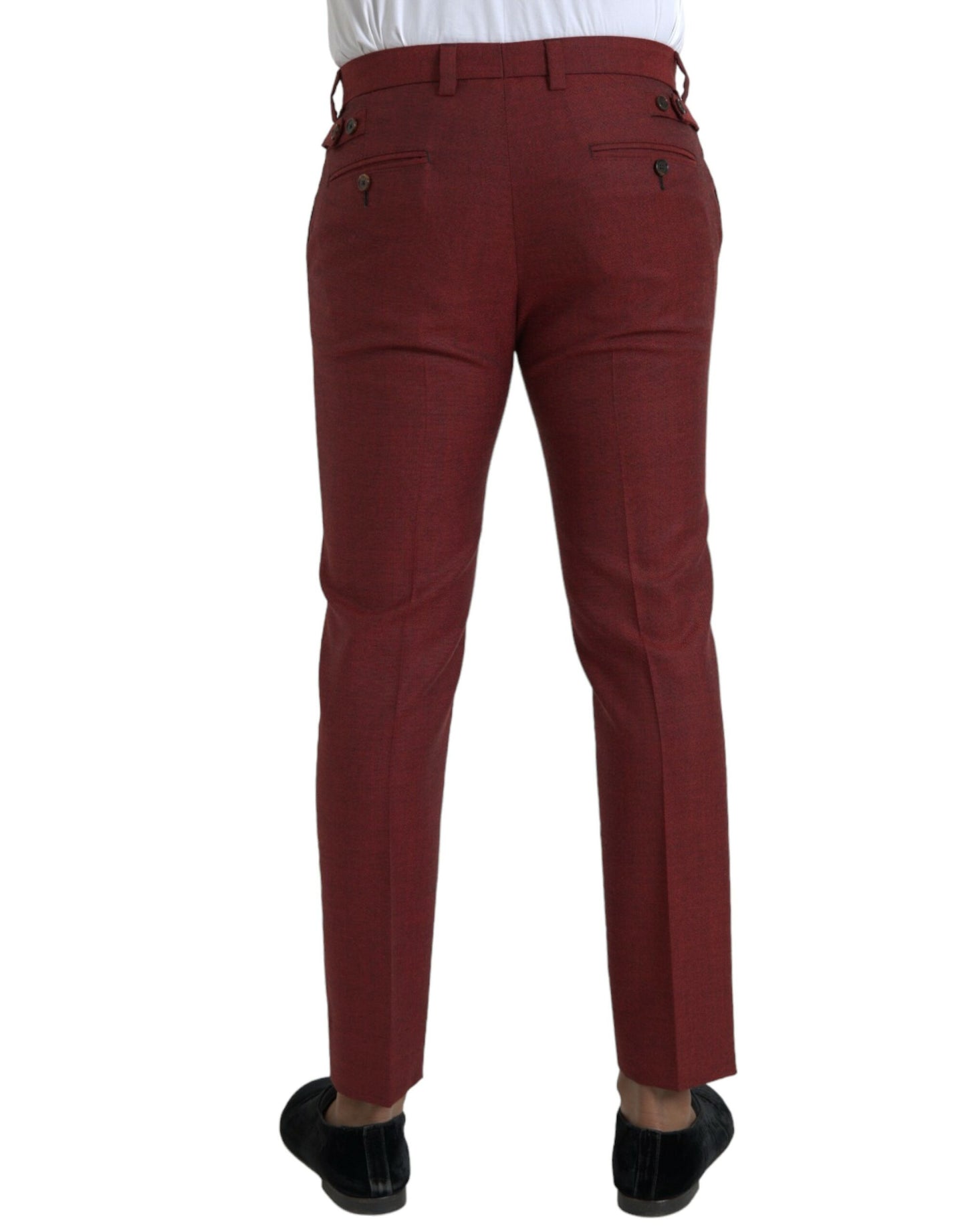 Dolce & Gabbana Maroon Wool Men Skinny Dress Pants Dolce & Gabbana
