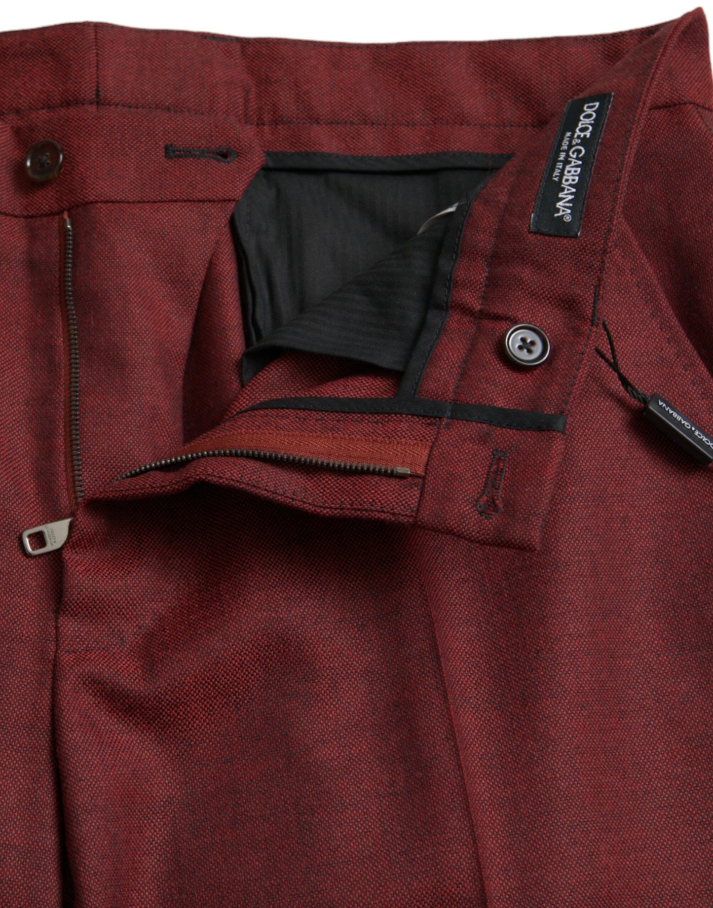 Dolce & Gabbana Maroon Wool Men Skinny Dress Pants Dolce & Gabbana