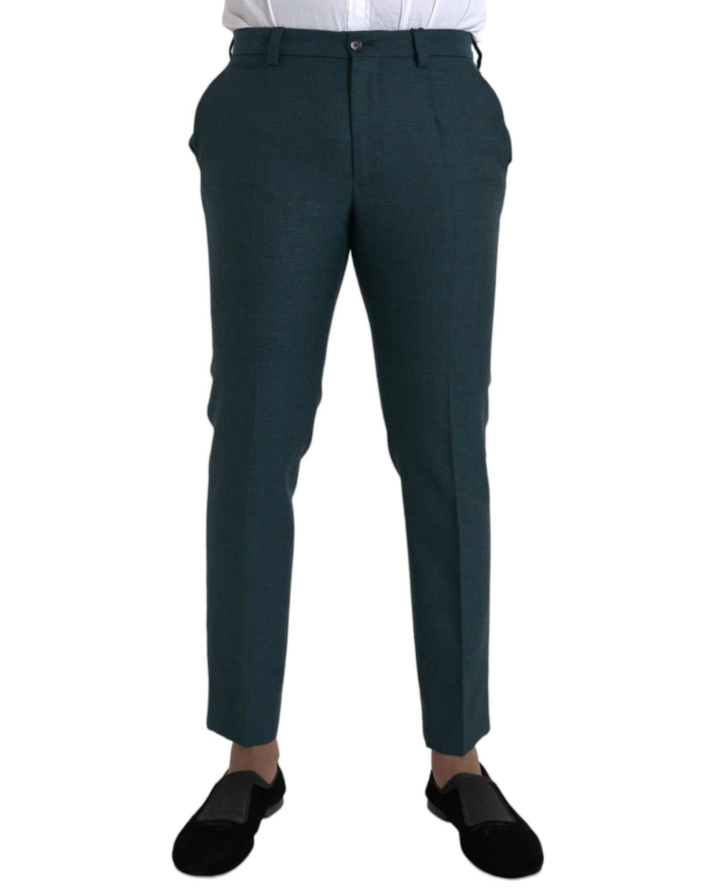 Dolce & Gabbana Green Wool Skinny Slim Dress Pants Dolce & Gabbana