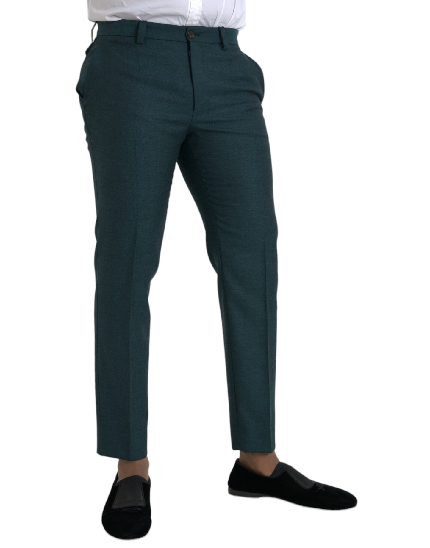 Dolce & Gabbana Green Wool Skinny Slim Dress Pants Dolce & Gabbana