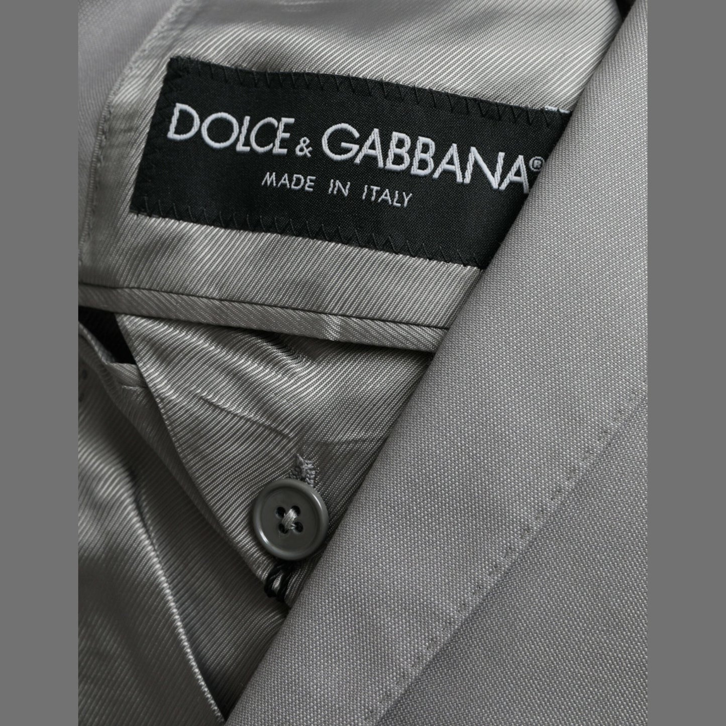 Dolce & Gabbana Gray Wool Peak Single Breasted Coat Blazer