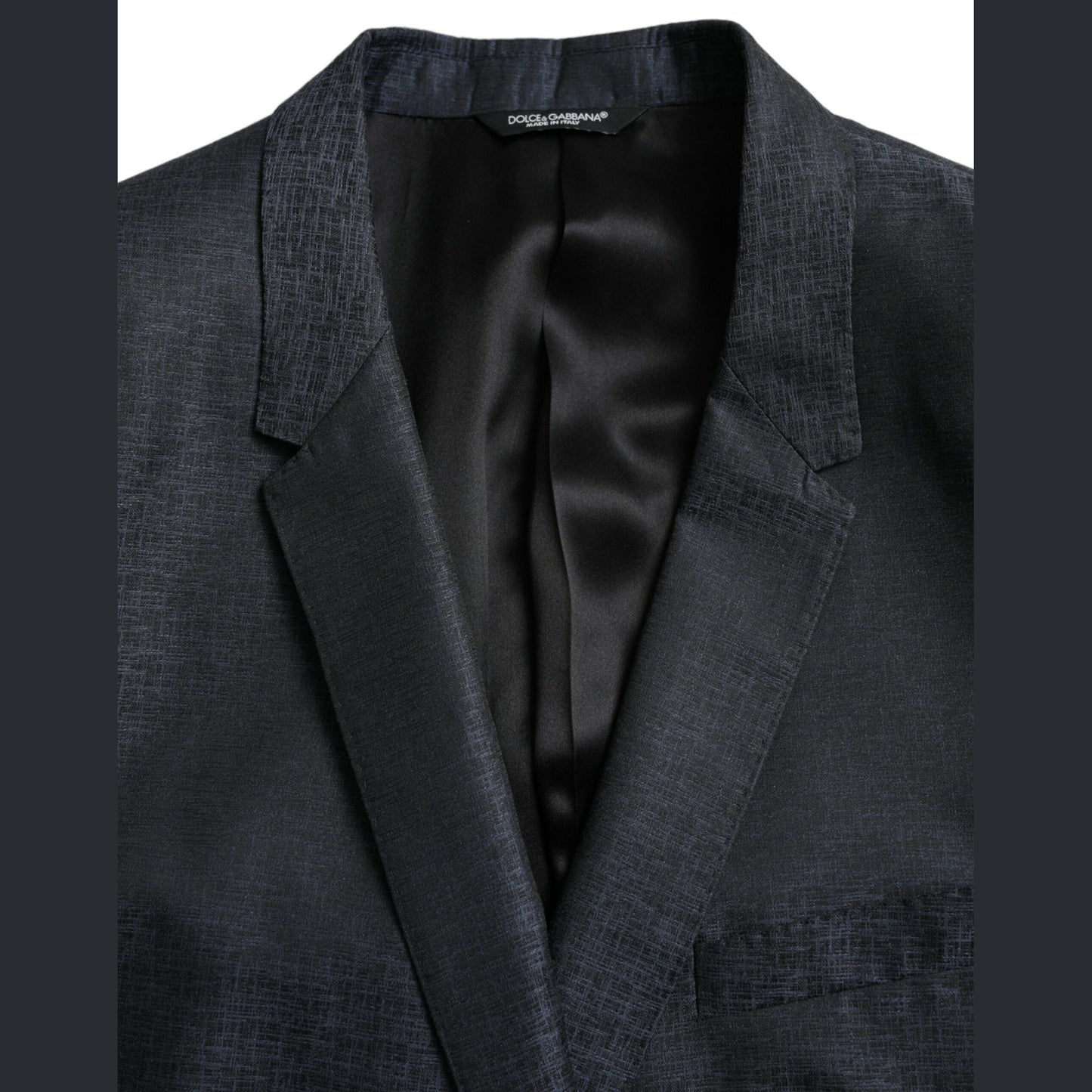 Dolce & Gabbana Blue Wool GOLD Single Breasted Coat Blazer