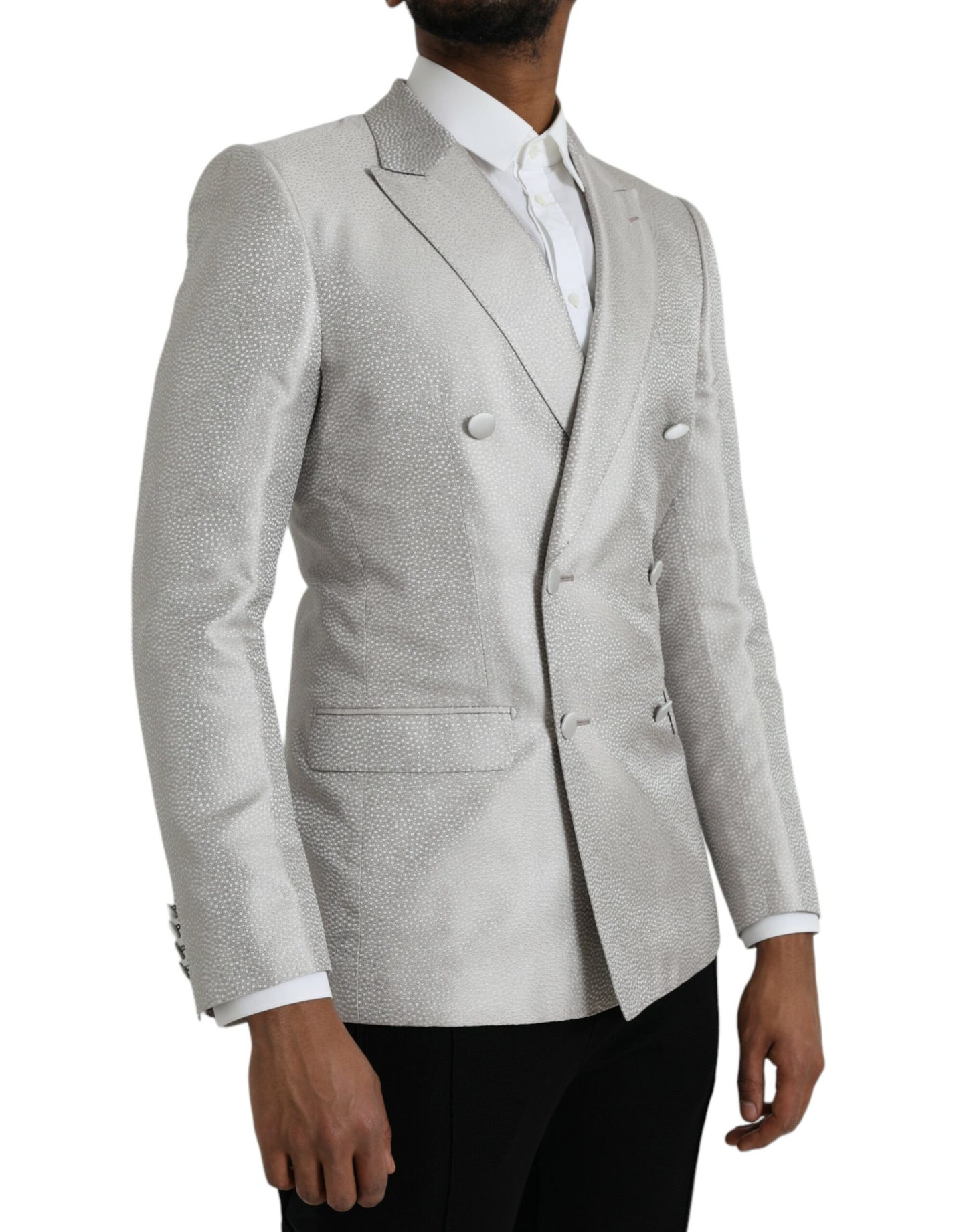 Dolce & Gabbana Off White MARTINI Double Breasted Coat Blazer Dolce & Gabbana