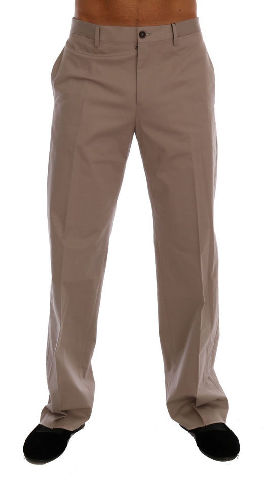 Dolce & Gabbana Beige Cotton Stretch Chinos Pants Dolce & Gabbana