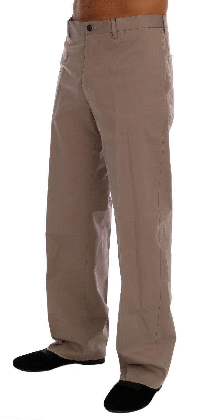 Dolce & Gabbana Beige Cotton Stretch Chinos Pants Dolce & Gabbana