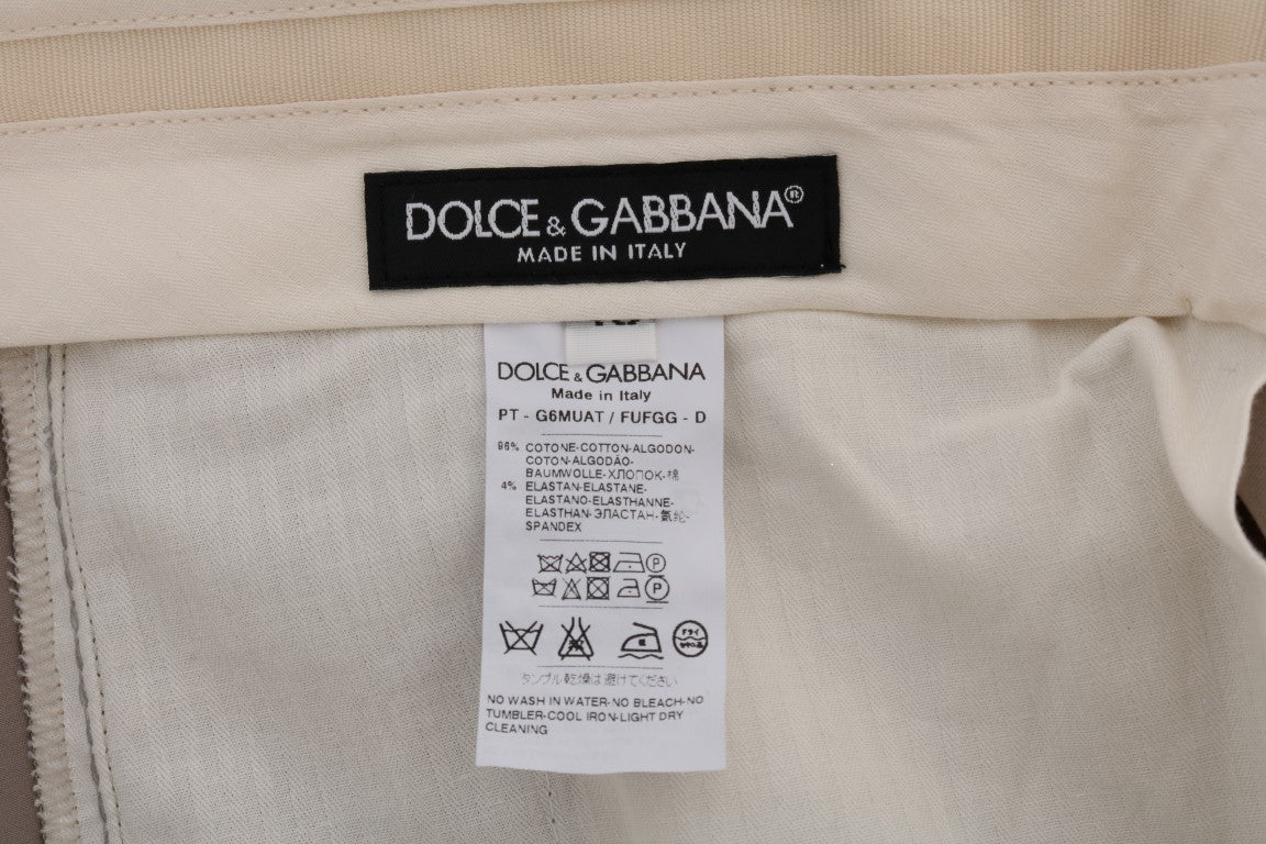 Dolce & Gabbana Beige Cotton Stretch Chinos Pants Dolce & Gabbana