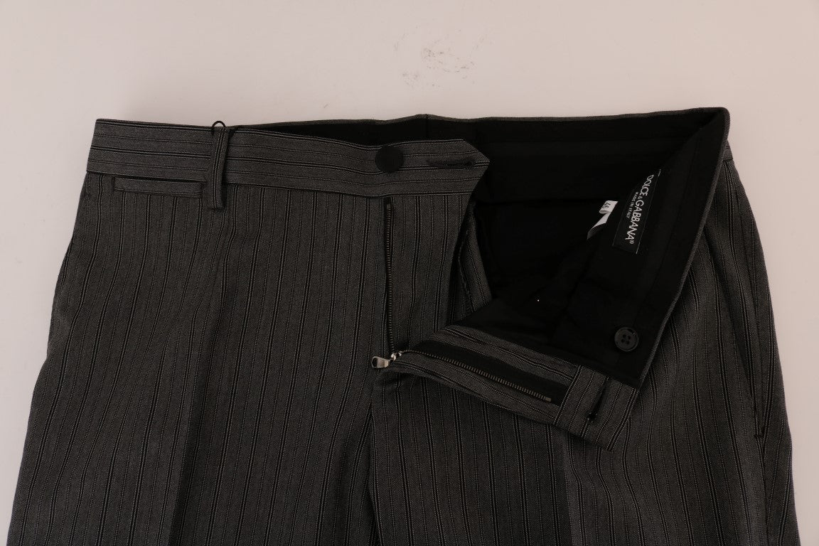 Dolce & Gabbana Gray Wool Striped Formal Pants Dolce & Gabbana