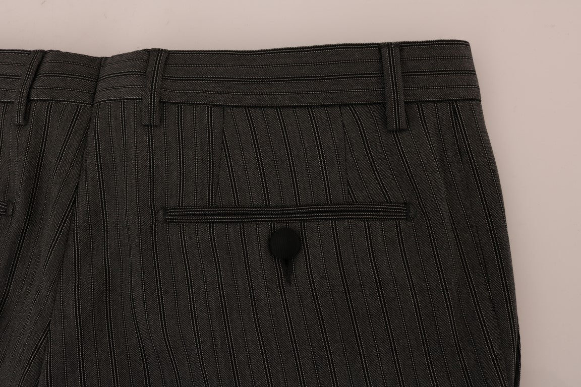 Dolce & Gabbana Gray Wool Striped Formal Pants Dolce & Gabbana