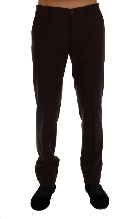 Dolce & Gabbana Purple Wool Stretch Formal Pants Dolce & Gabbana