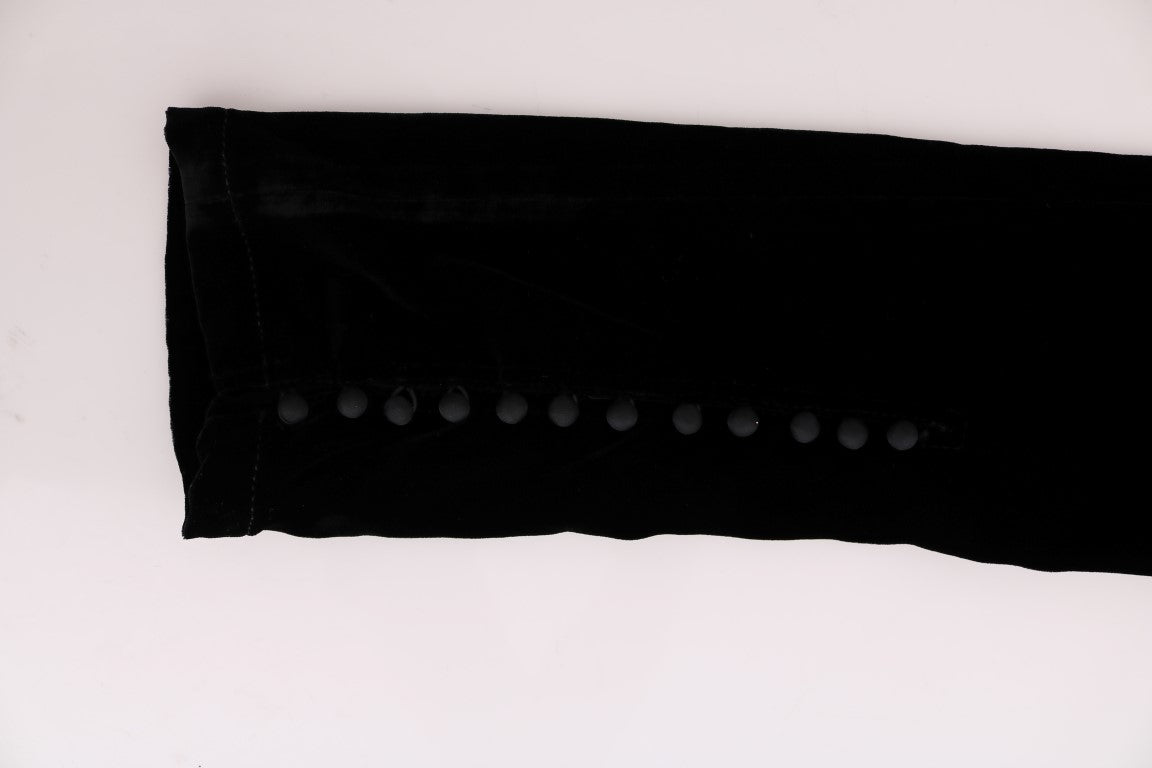 Ermanno Scervino Black Velvet Slim Fit Pants Ermanno Scervino