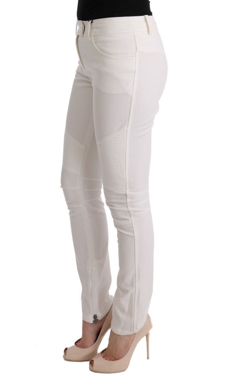Ermanno Scervino White Cotton Slim Fit Casual Pants Ermanno Scervino