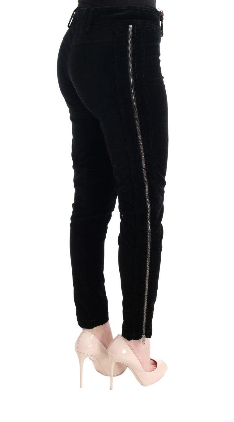 Ermanno Scervino Black Viscose Blend Velvet Cropped Pants Ermanno Scervino