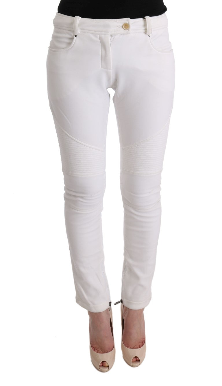 Ermanno Scervino White Cotton Slim Fit Casual Pants Ermanno Scervino