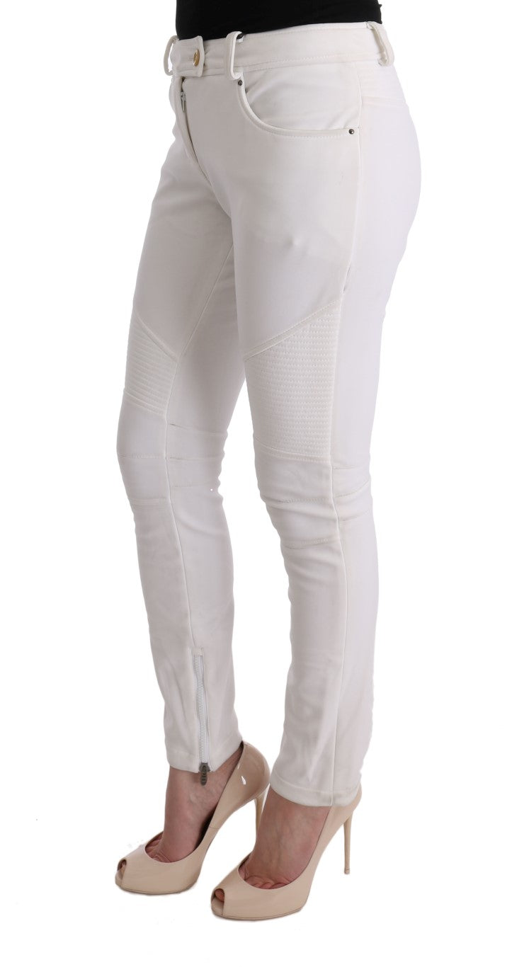 Ermanno Scervino White Cotton Slim Fit Casual Pants Ermanno Scervino