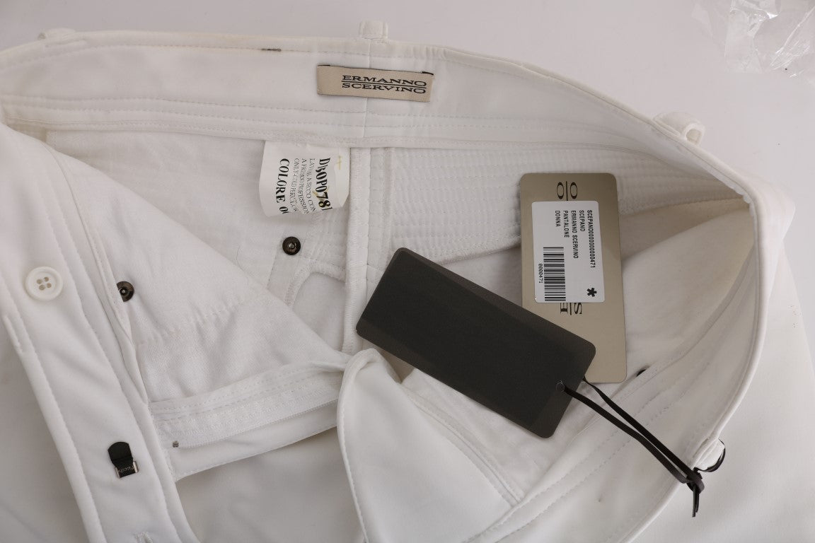 Ermanno Scervino White Cotton Slim Fit Casual Pants Ermanno Scervino