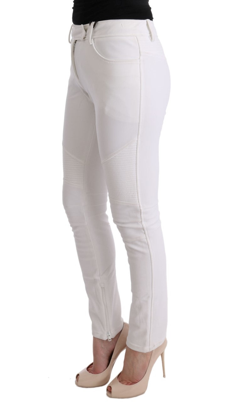Ermanno Scervino White Cotton Slim Fit Casual Pants Ermanno Scervino