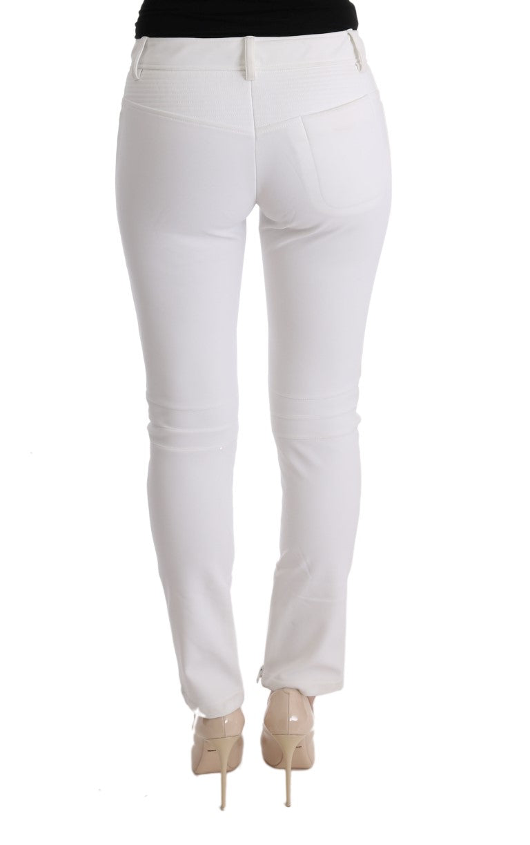 Ermanno Scervino White Cotton Slim Fit Casual Pants Ermanno Scervino
