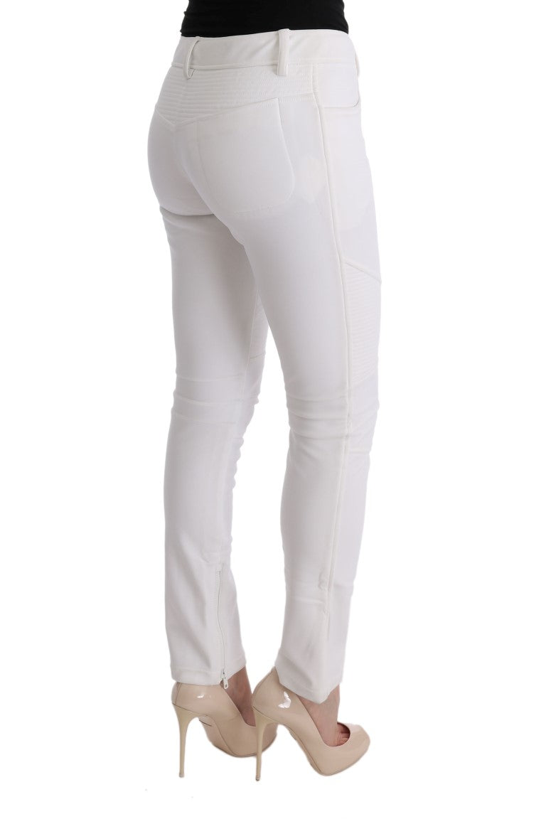 Ermanno Scervino White Cotton Slim Fit Casual Pants Ermanno Scervino