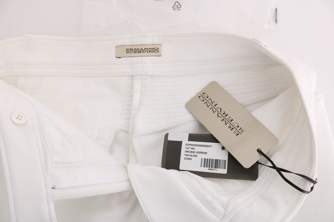 Ermanno Scervino White Cotton Slim Fit Casual Pants Ermanno Scervino