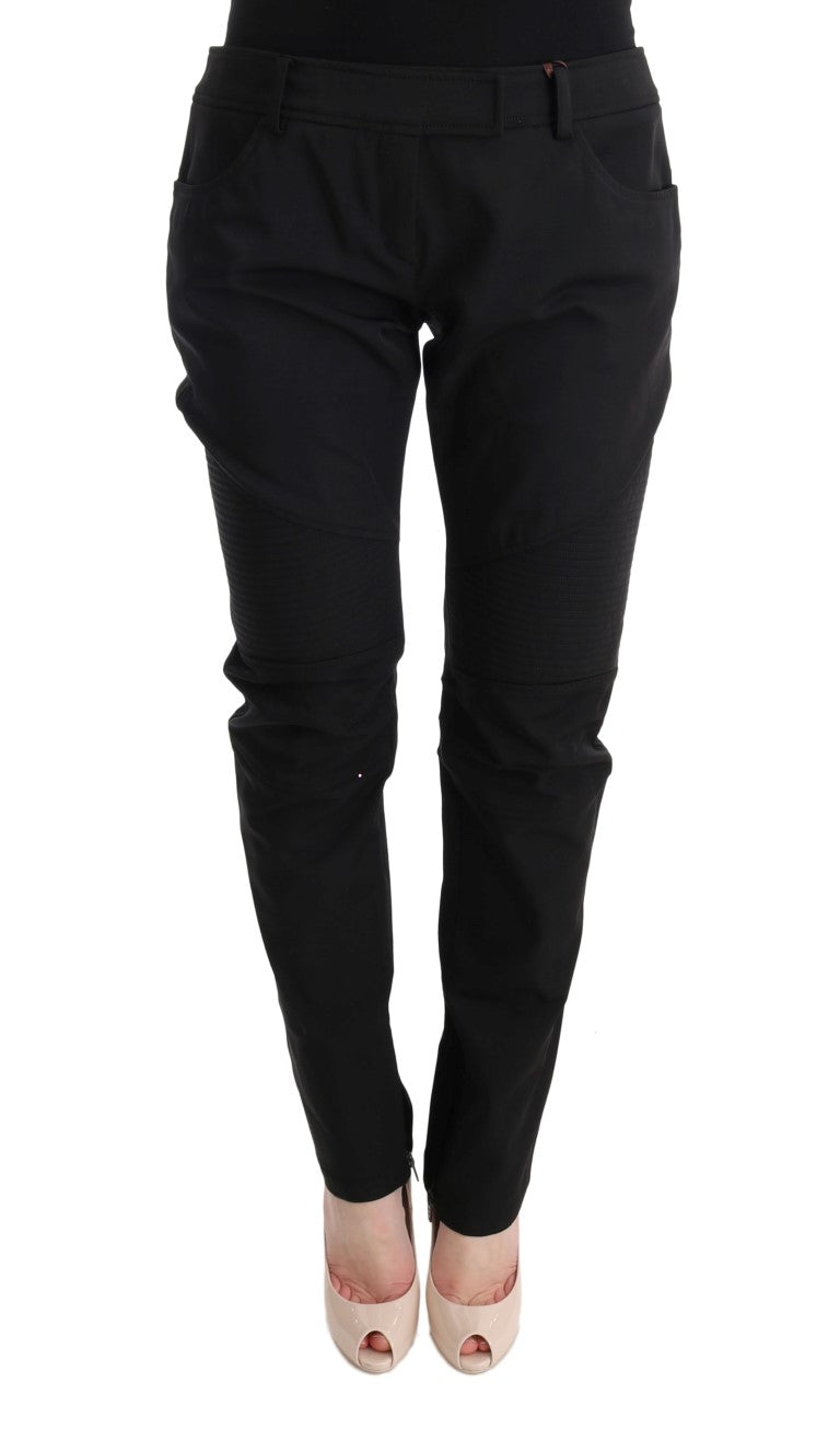 Ermanno Scervino Black Cotton Slim Fit Casual Pants Ermanno Scervino