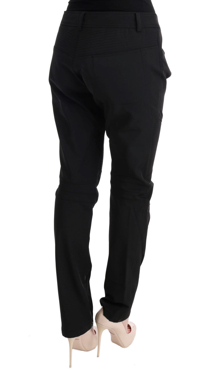 Ermanno Scervino Black Cotton Slim Fit Casual Pants Ermanno Scervino