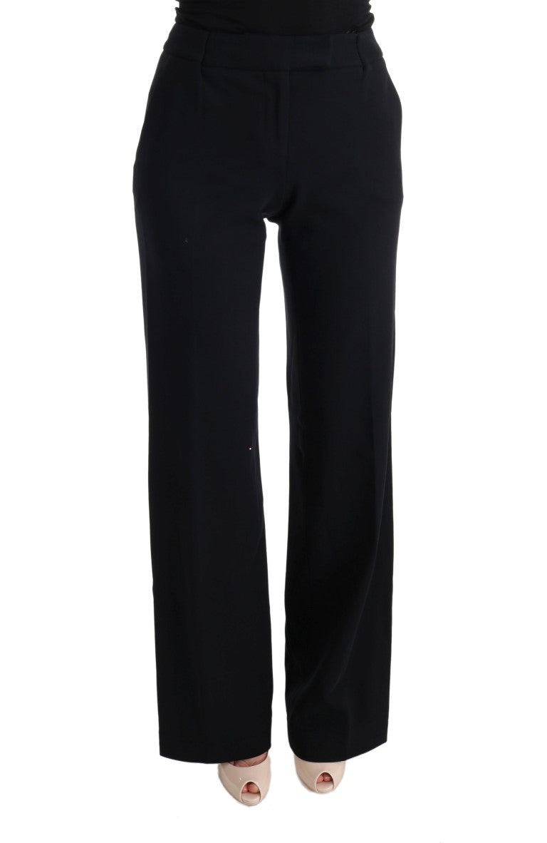 Ermanno Scervino Black Viscose Flare Bootcut Pants Ermanno Scervino