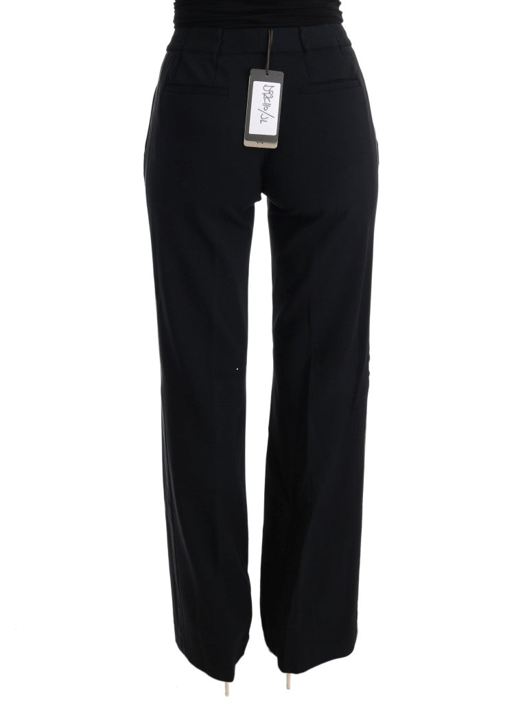 Ermanno Scervino Black Viscose Flare Bootcut Pants Ermanno Scervino