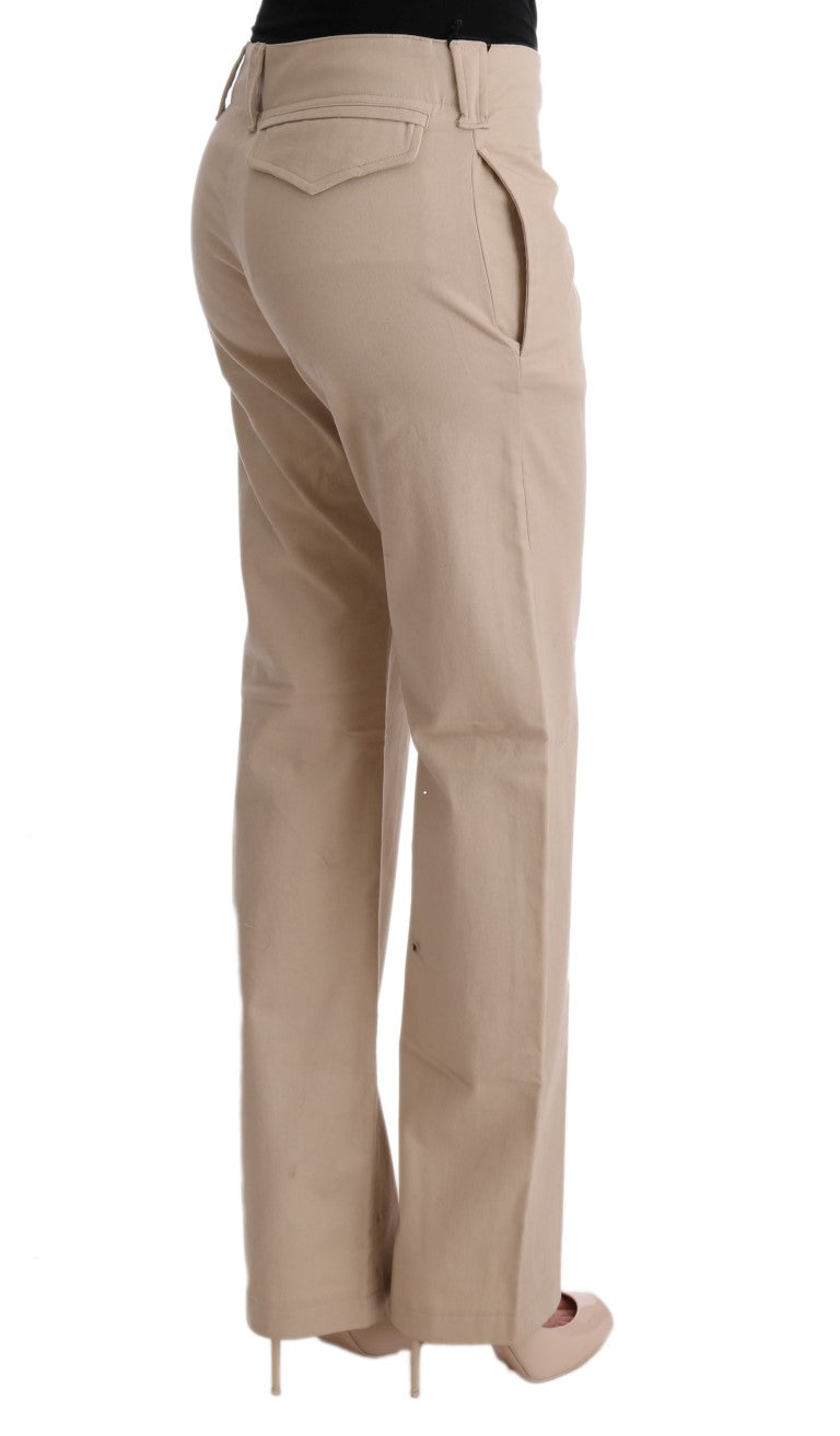Ermanno Scervino Beige Cotton Wool Regular Fit Pants Ermanno Scervino
