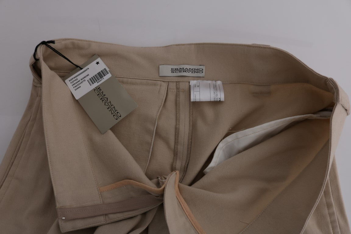 Ermanno Scervino Beige Cotton Wool Regular Fit Pants Ermanno Scervino
