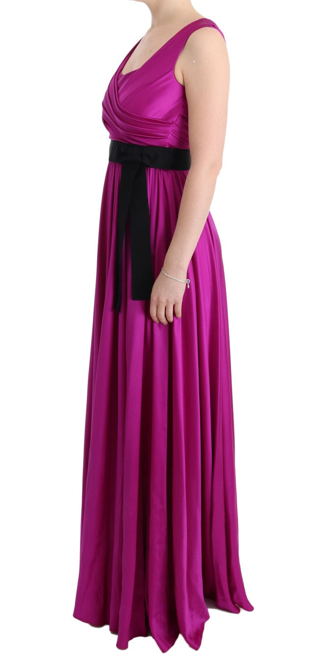 Dolce & Gabbana Pink Silk Stretch Shift Long Dress Dolce & Gabbana