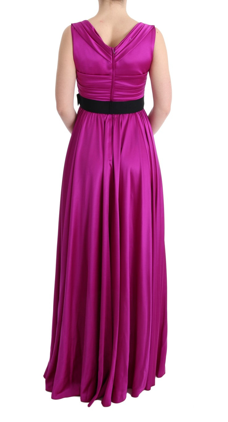 Dolce & Gabbana Pink Silk Stretch Shift Long Dress Dolce & Gabbana