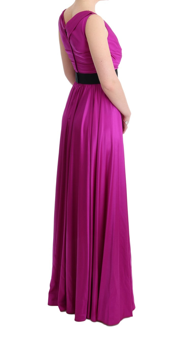 Dolce & Gabbana Pink Silk Stretch Shift Long Dress Dolce & Gabbana