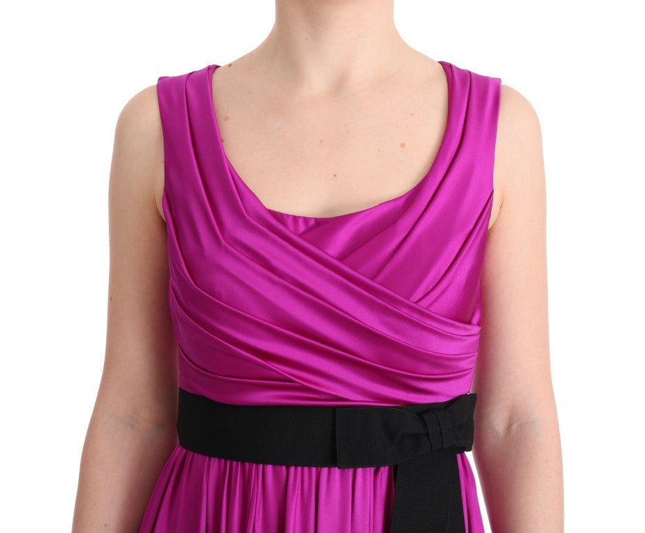 Dolce & Gabbana Pink Silk Stretch Shift Long Dress Dolce & Gabbana
