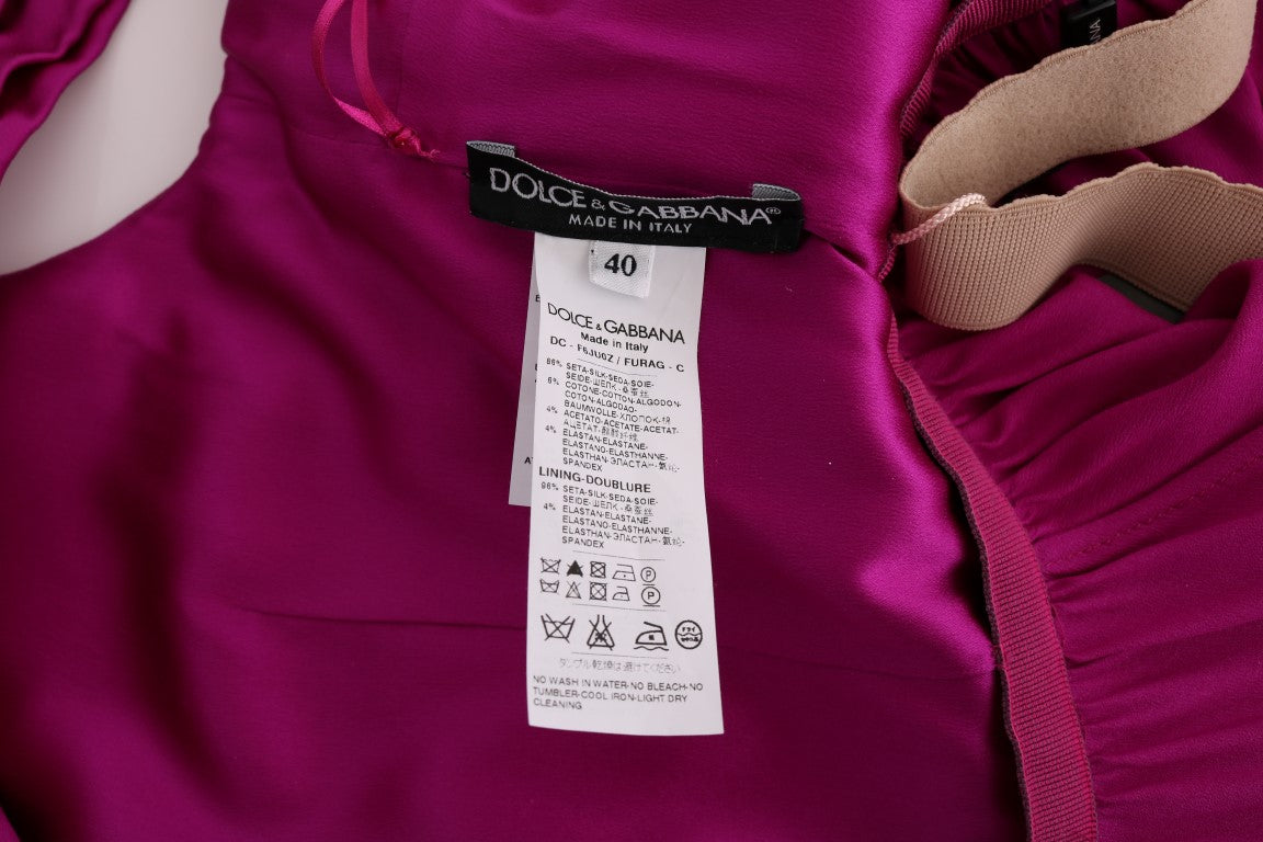 Dolce & Gabbana Pink Silk Stretch Shift Long Dress Dolce & Gabbana