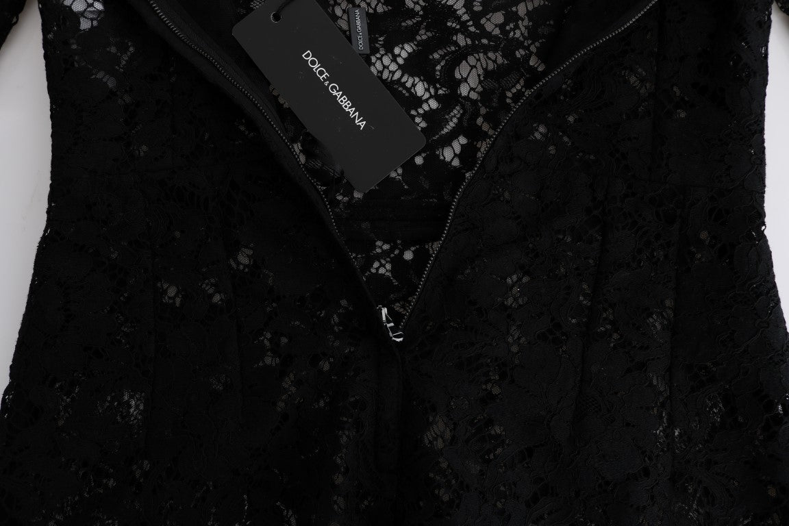 Dolce & Gabbana Black Floral Lace Chamomile Sicily Dress Dolce & Gabbana