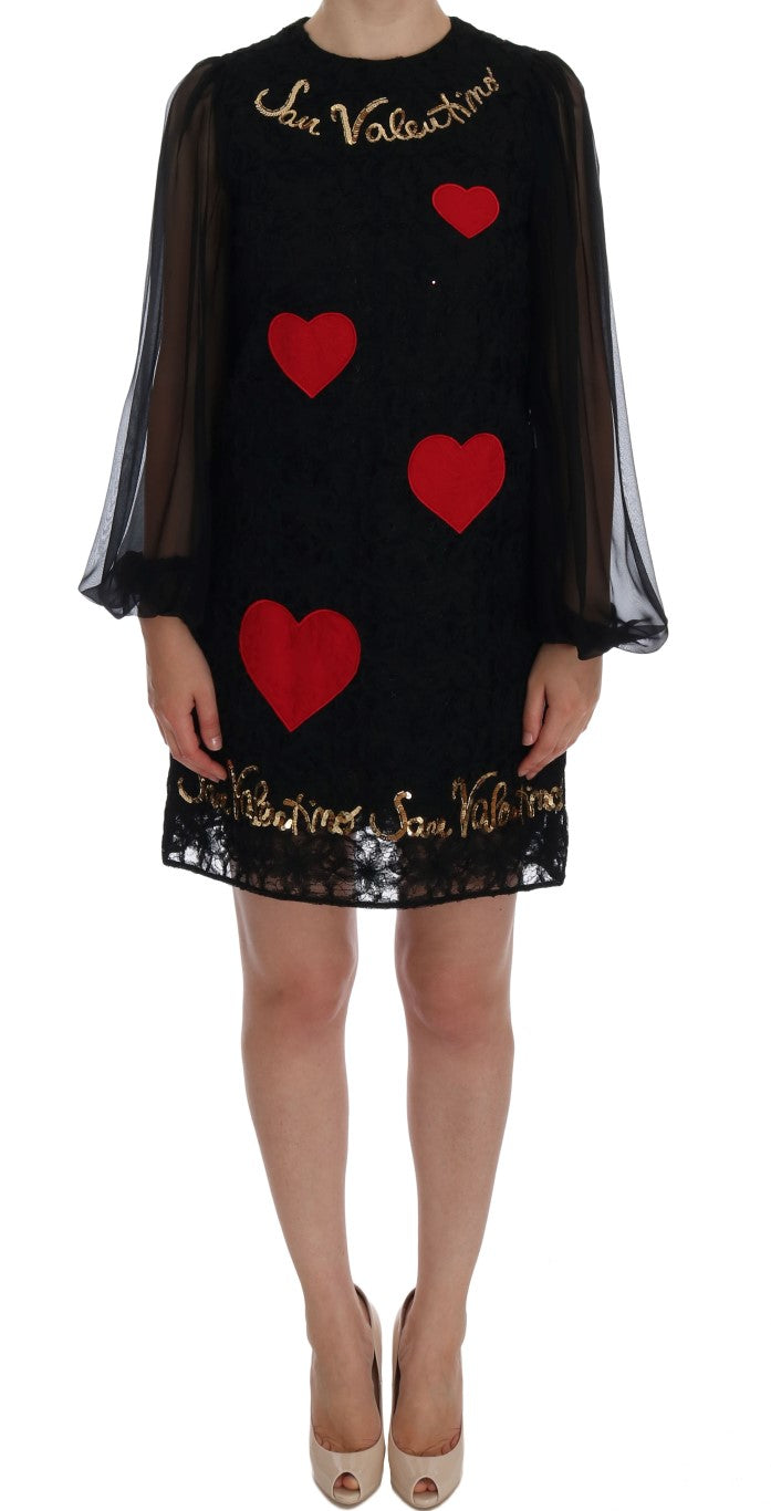 Dolce & Gabbana Black San Valentino Sequined Shift Dress Dolce & Gabbana