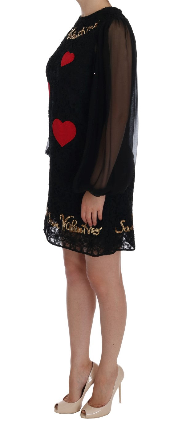 Dolce & Gabbana Black San Valentino Sequined Shift Dress Dolce & Gabbana