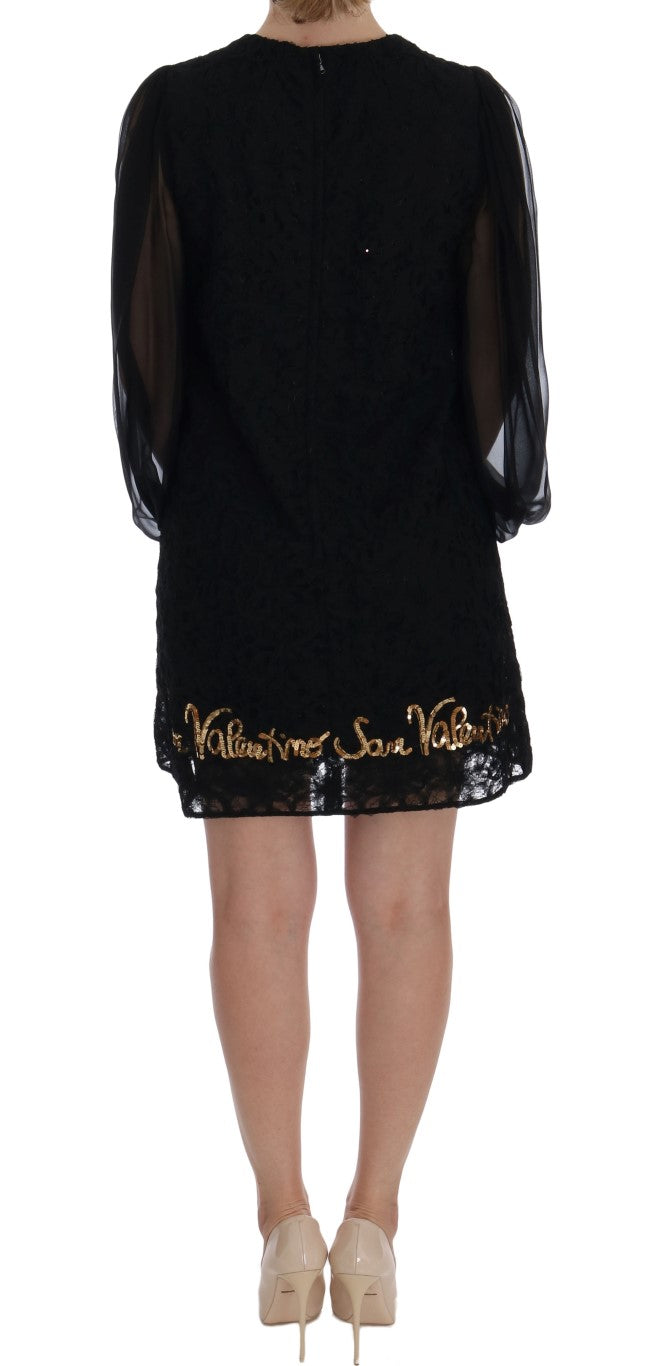 Dolce & Gabbana Black San Valentino Sequined Shift Dress Dolce & Gabbana