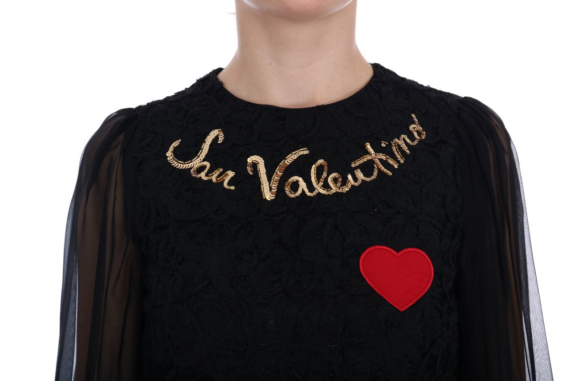 Dolce & Gabbana Black San Valentino Sequined Shift Dress Dolce & Gabbana