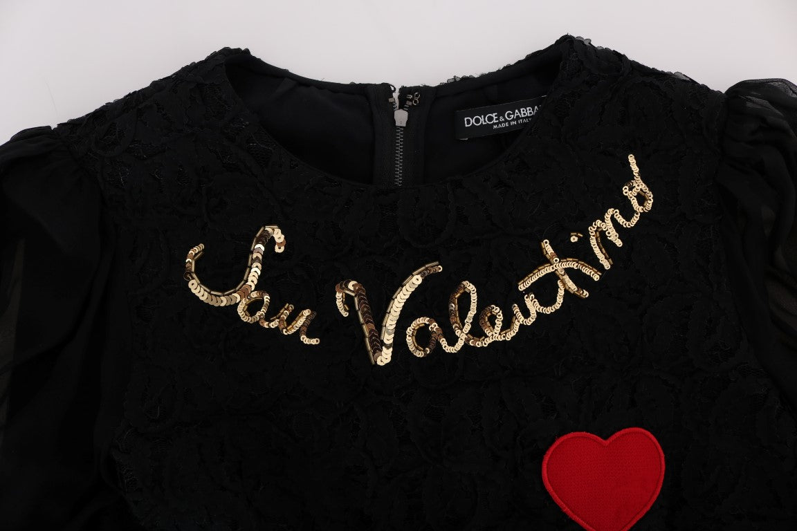 Dolce & Gabbana Black San Valentino Sequined Shift Dress Dolce & Gabbana