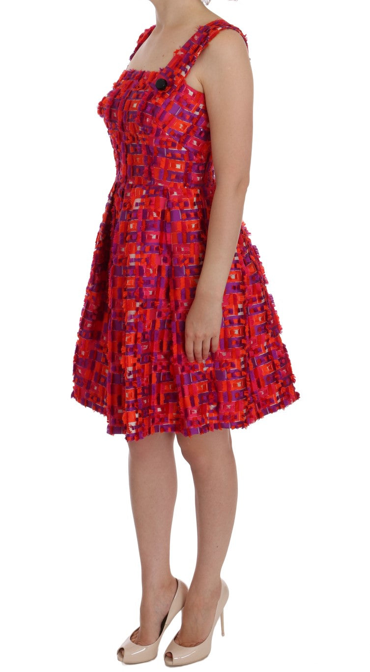 Dolce & Gabbana Pink Patterned A-line Above Knees Dress Dolce & Gabbana